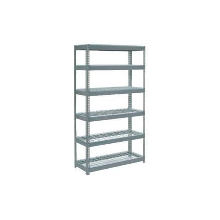 Global Equipment Extra Heavy Duty Shelving 48"W x 12"D x 84"H With 6 Shelves, Wire Deck, Gry 717420
